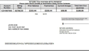 Gig Harbor customer bill sample