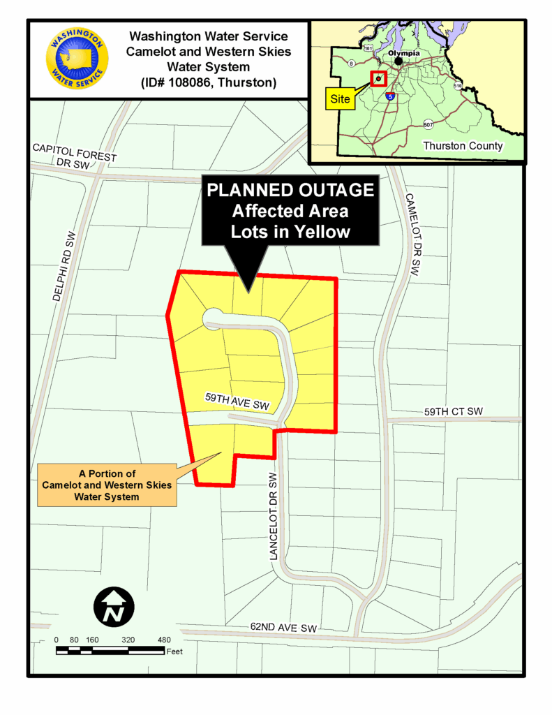 Map of affected Camelot and Western Skies area