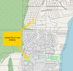 Map of disinfection treatment plant construction site in Peacock Hill water system