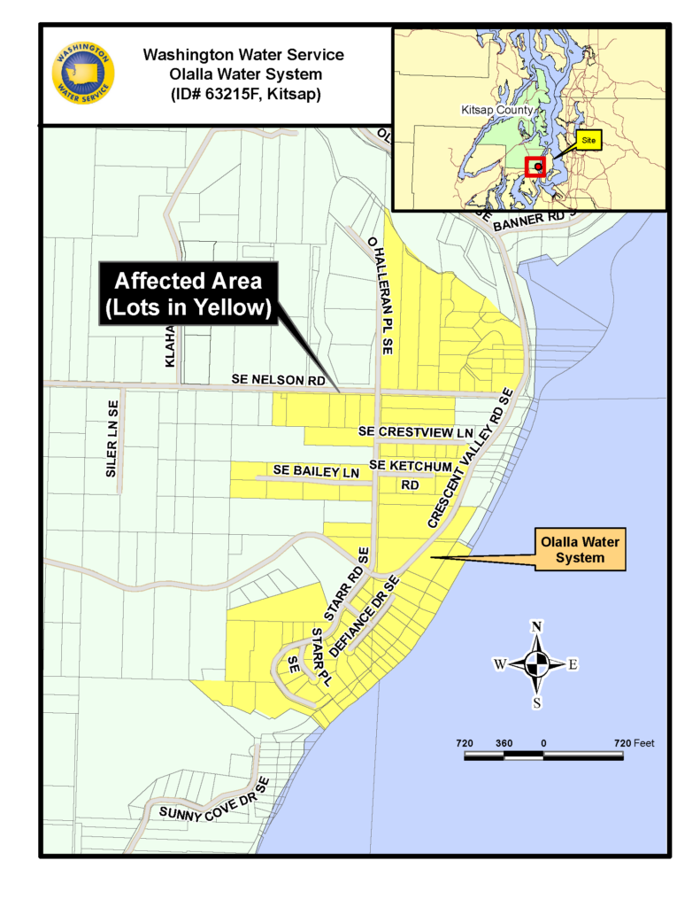 map of affected Olalla water system area