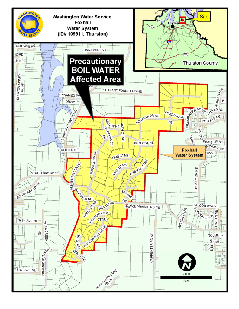 map of affected Foxhill Water System area