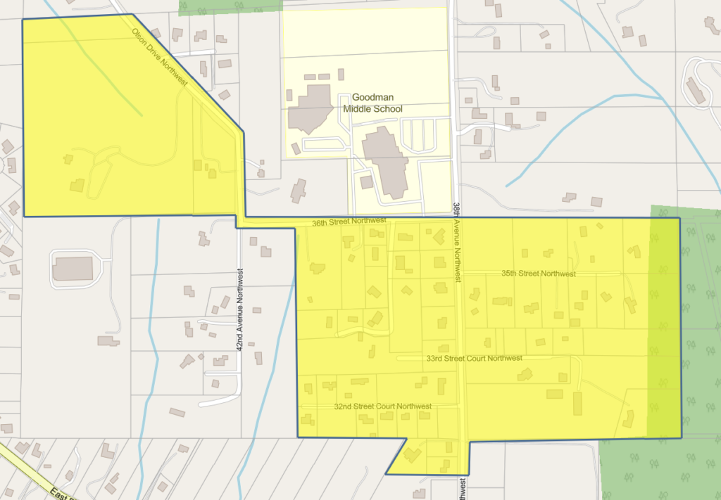 Map of affected area: 56 customers served by the Strohs Water System in Pierce County